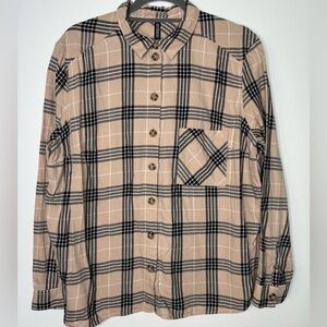 H&M Beige and Black Checkered Shirt